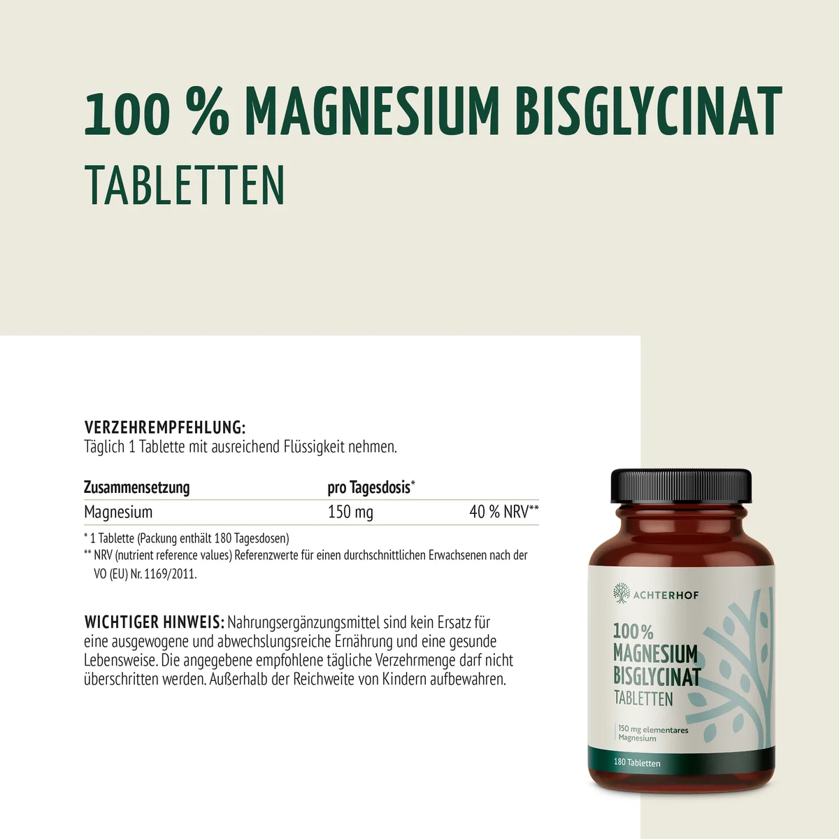 Magnesium Bisglycinat Tabletten (180 Tabletten) – Bild 5