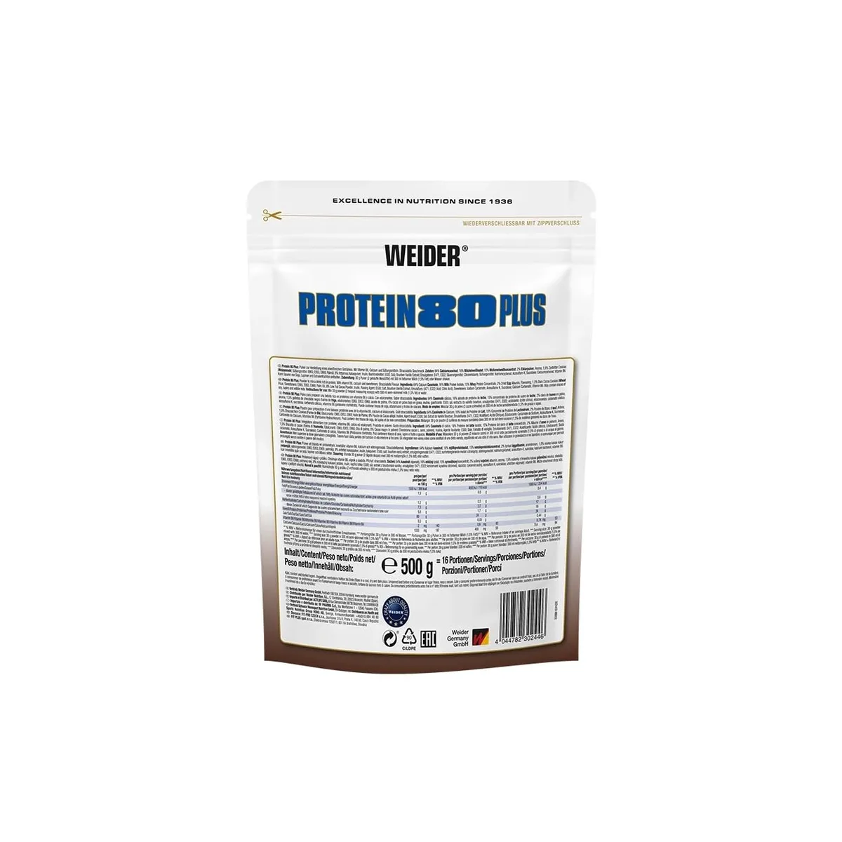 Weider - Protein 80 Plus - 4-Komponenten Protein Pulver - Hoher Proteingehalt mit 80% Eiweiß - Cremige Shakes mit Calcium & Vitamin B6 - 500g - Stracciatella – Bild 5