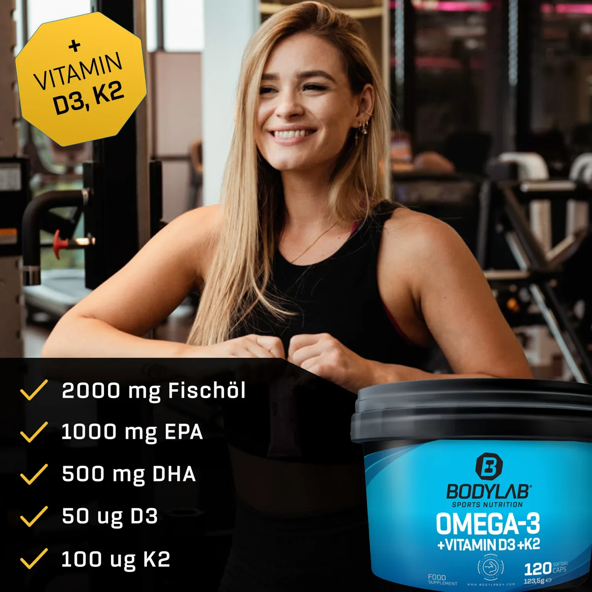 Omega-3 + Vitamin D3 + K2 Extreme (120 Kapseln) – Bild 5