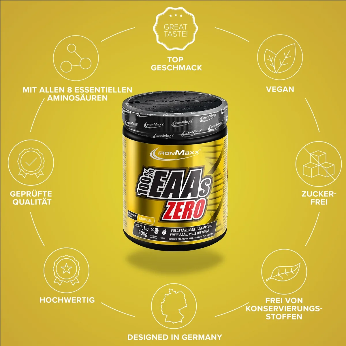 100% EAAs Zero (500g) - Tropical – Bild 5