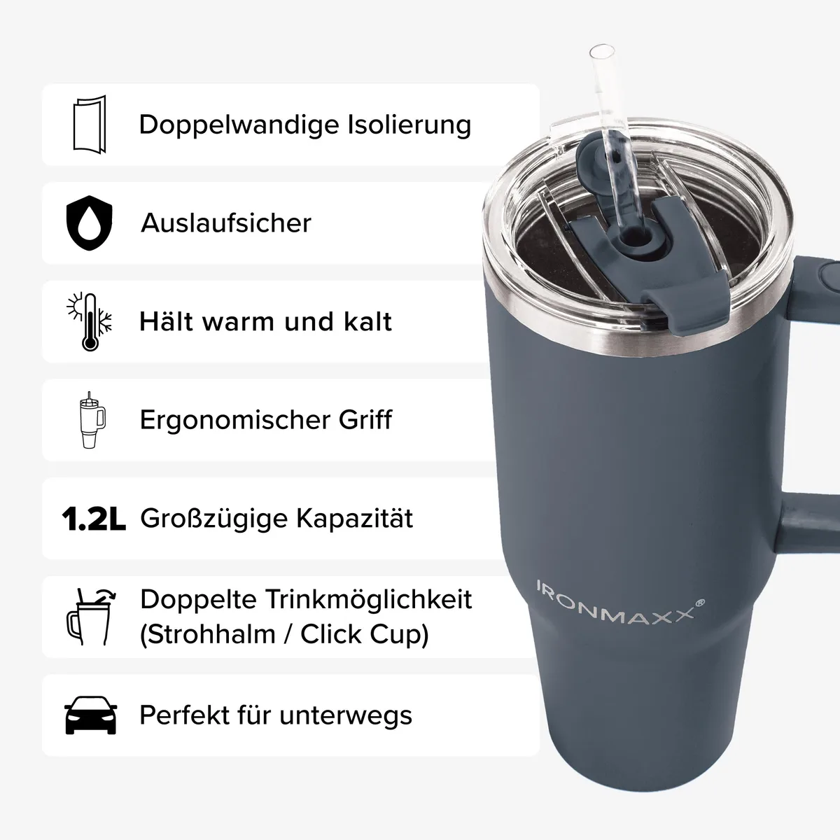 IronMaxx Cup V3.0 (1200ml) - Anthrazit – Bild 3