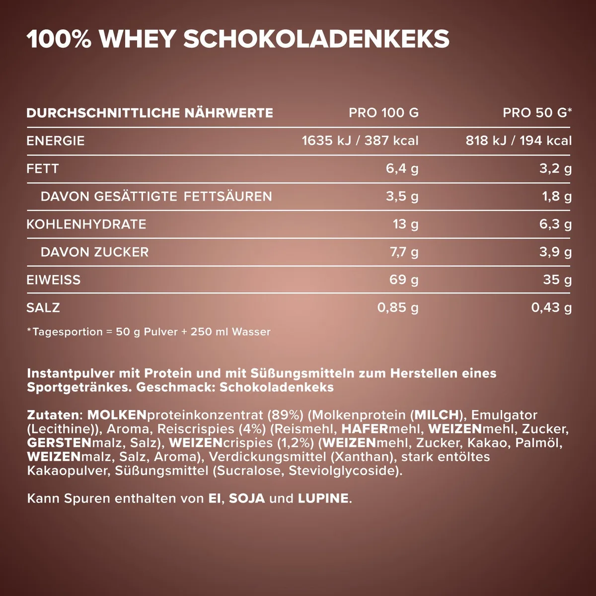 100% Whey Protein (2350g) - Chocolate and Cookies – Bild 4