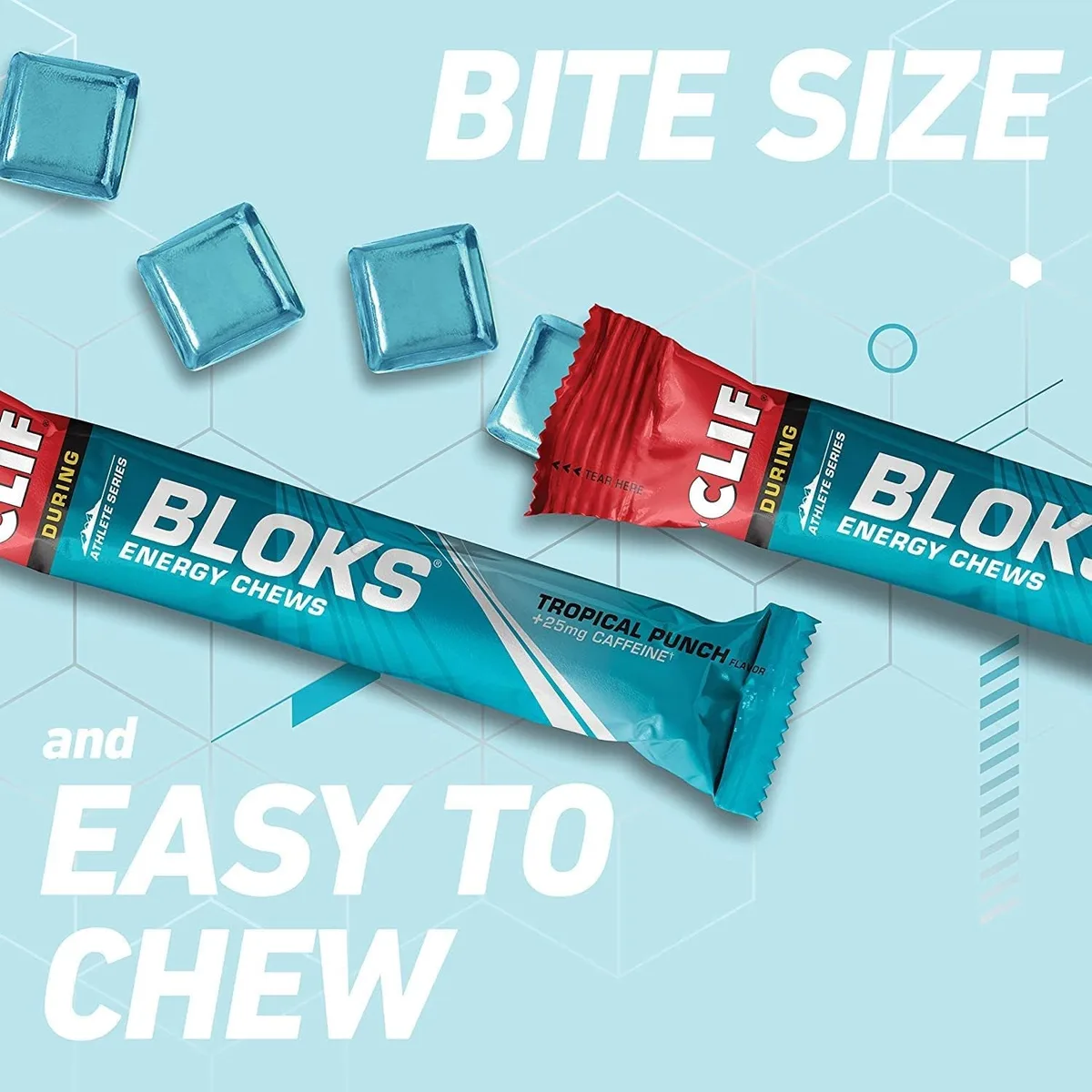 Clif Bloks Energy Chews (18x60g) Tropical Punch + Koffein – Bild 8