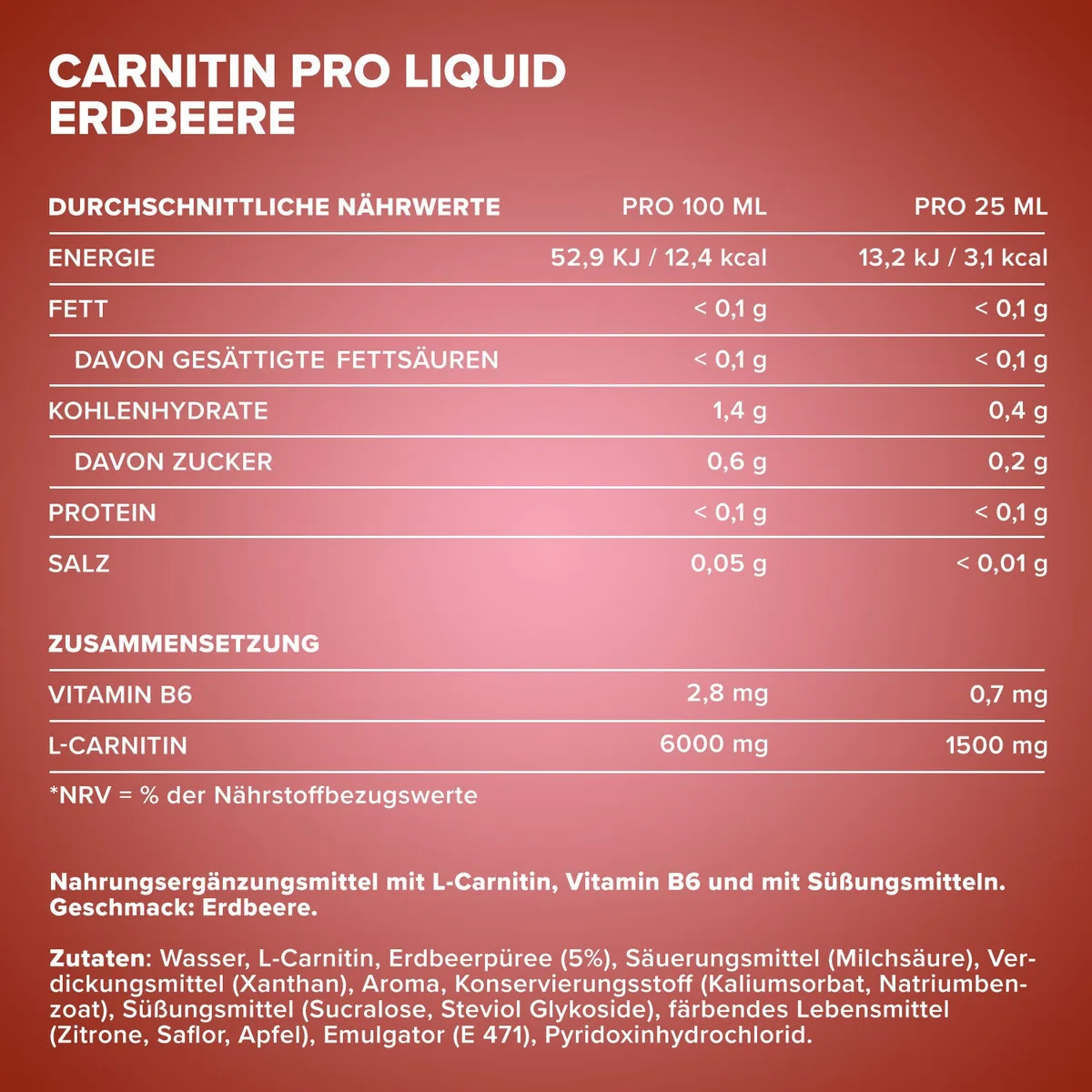 Carnitine Pro Liquid (1000ml) - Erdbeere – Bild 6