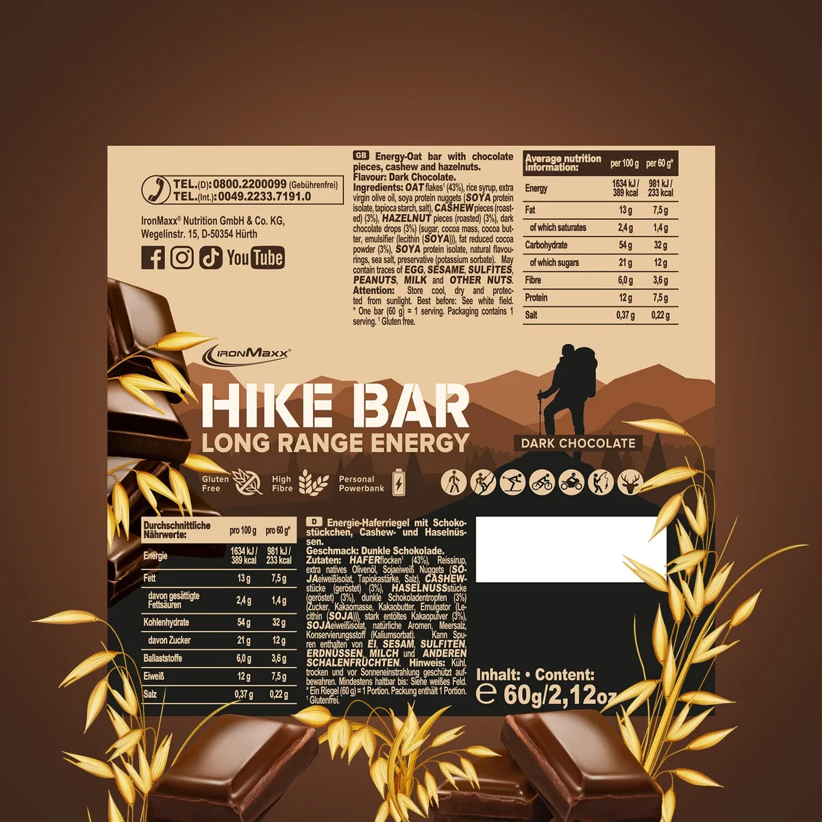 Hike Bar (12x60g) - Dark Chocolate – Bild 5
