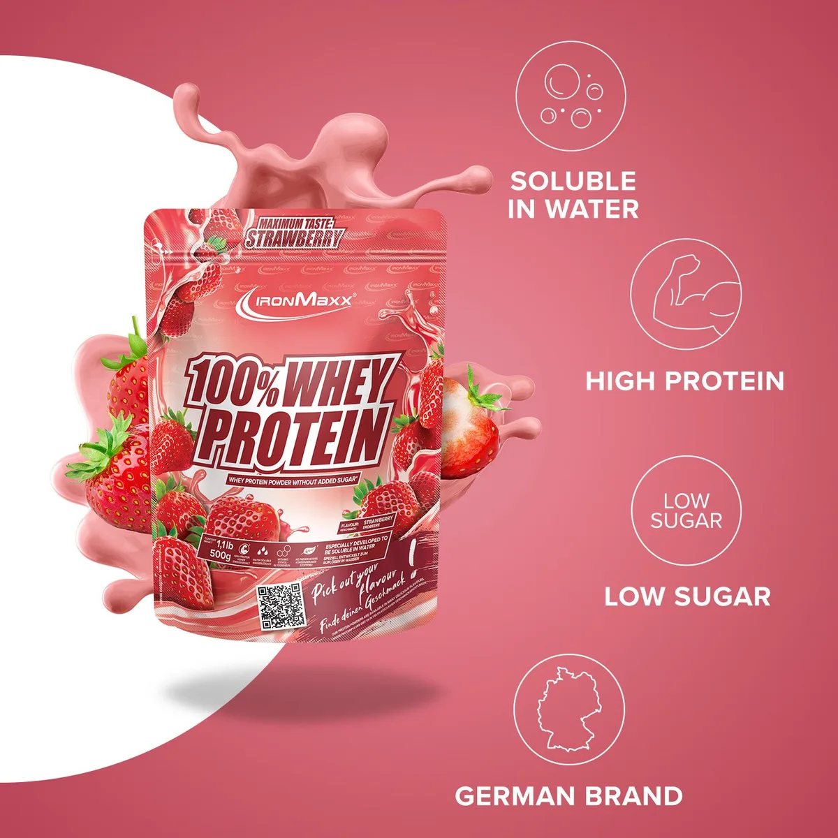 100% Whey Protein (500g) - Erdbeere – Bild 7