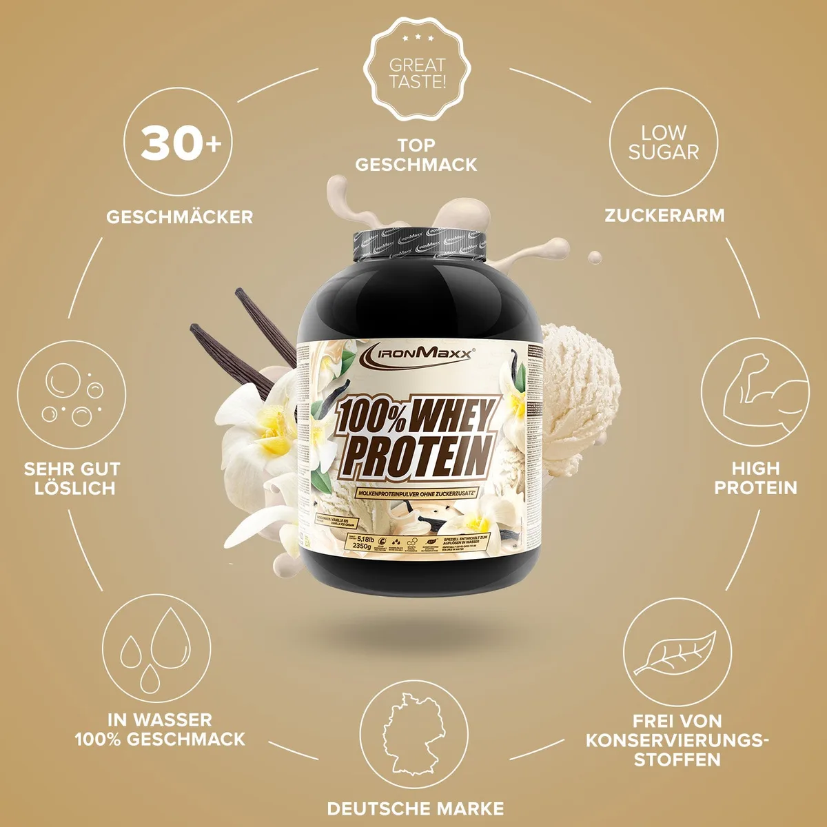 100% Whey Protein (2350g) - Vanilla Ice Cream – Bild 5