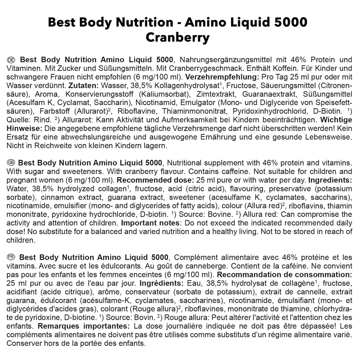 Amino Liquid 5000 Cranberry (1000ml) – Bild 2