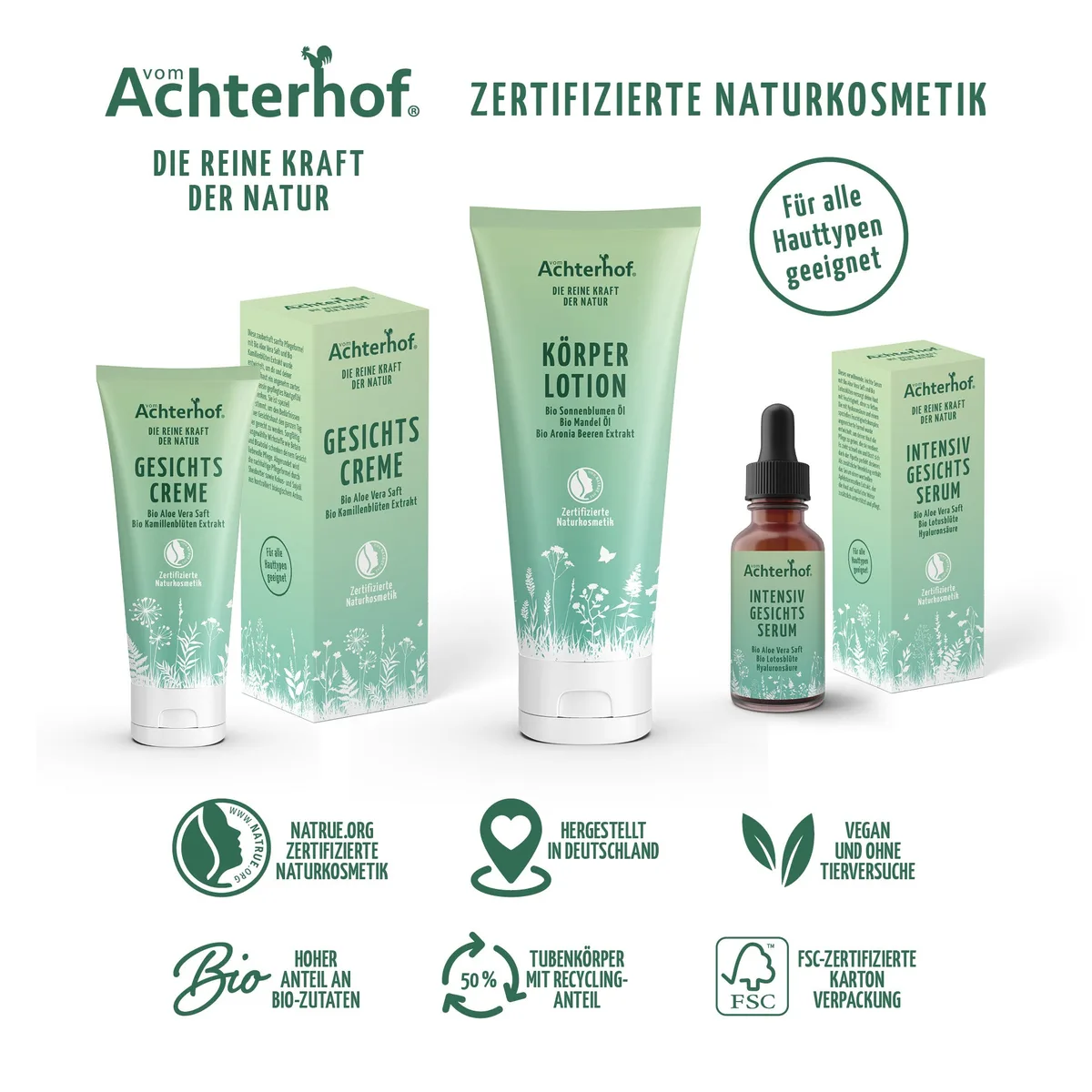 Gesichtscreme mit Bio Aloe Vera Saft und Bio Kamillenblütenextrakt (50ml) – Bild 6
