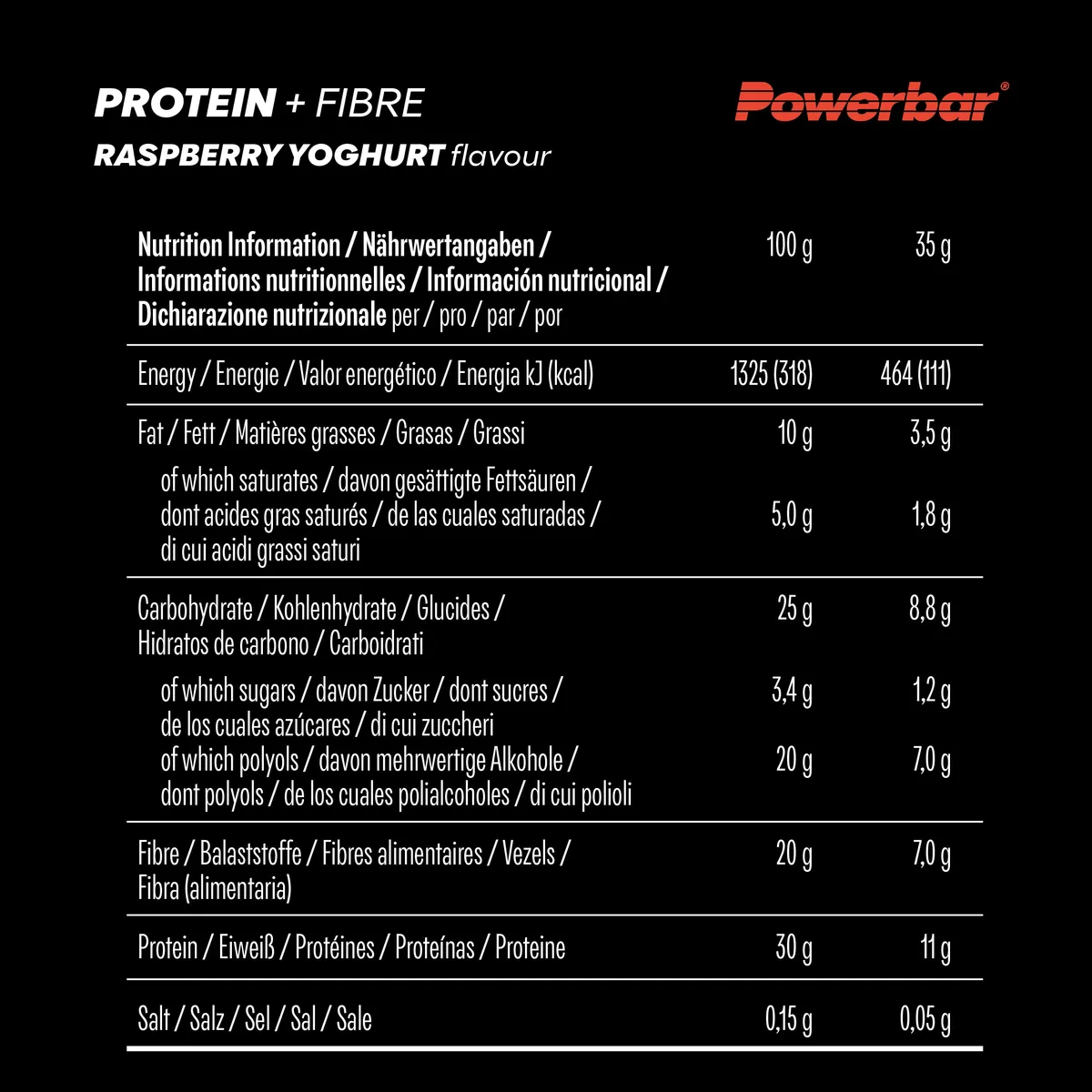 Protein+ Fibre Bar Raspberry Yoghurt (16x35g) – Bild 4