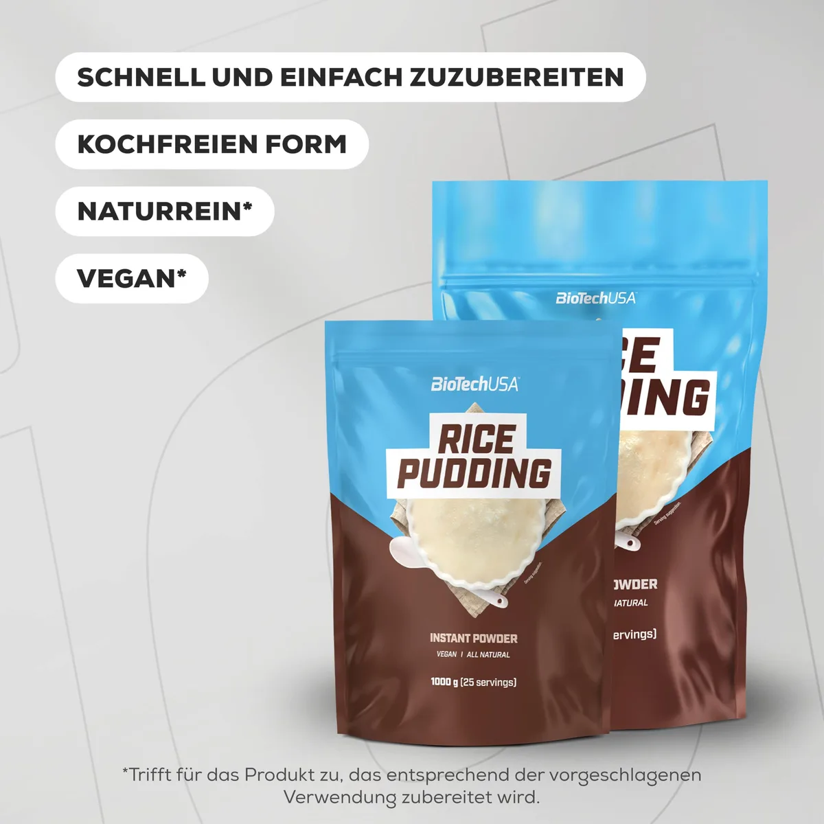 BioTechUSA Rice Pudding | Instant-Milchreis-Pulver | Vegan | Naturrein, 1000 g, ohne Geschmack – Bild 3