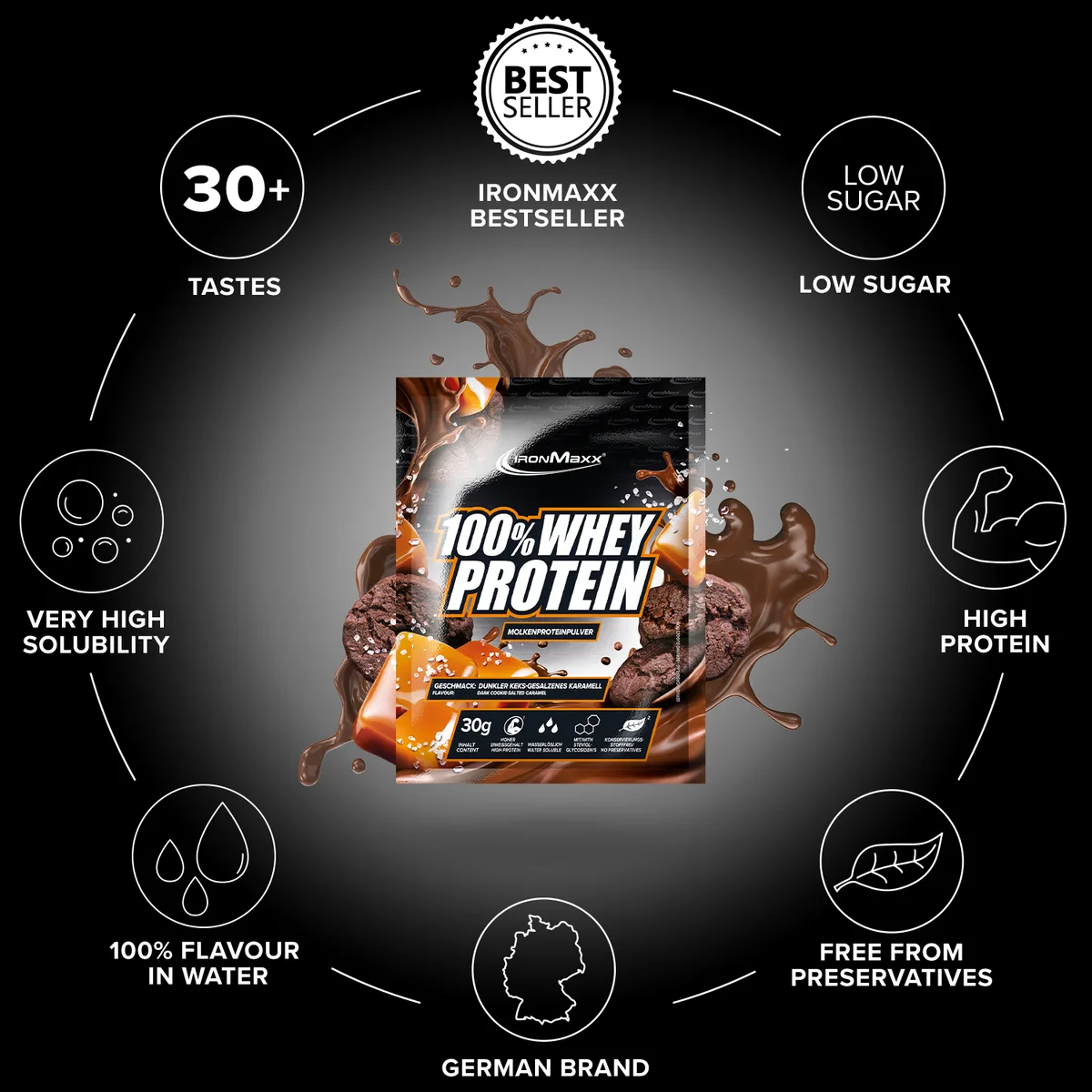 100% Whey Protein (30g) - Dark Cookies Salted Caramel – Bild 5