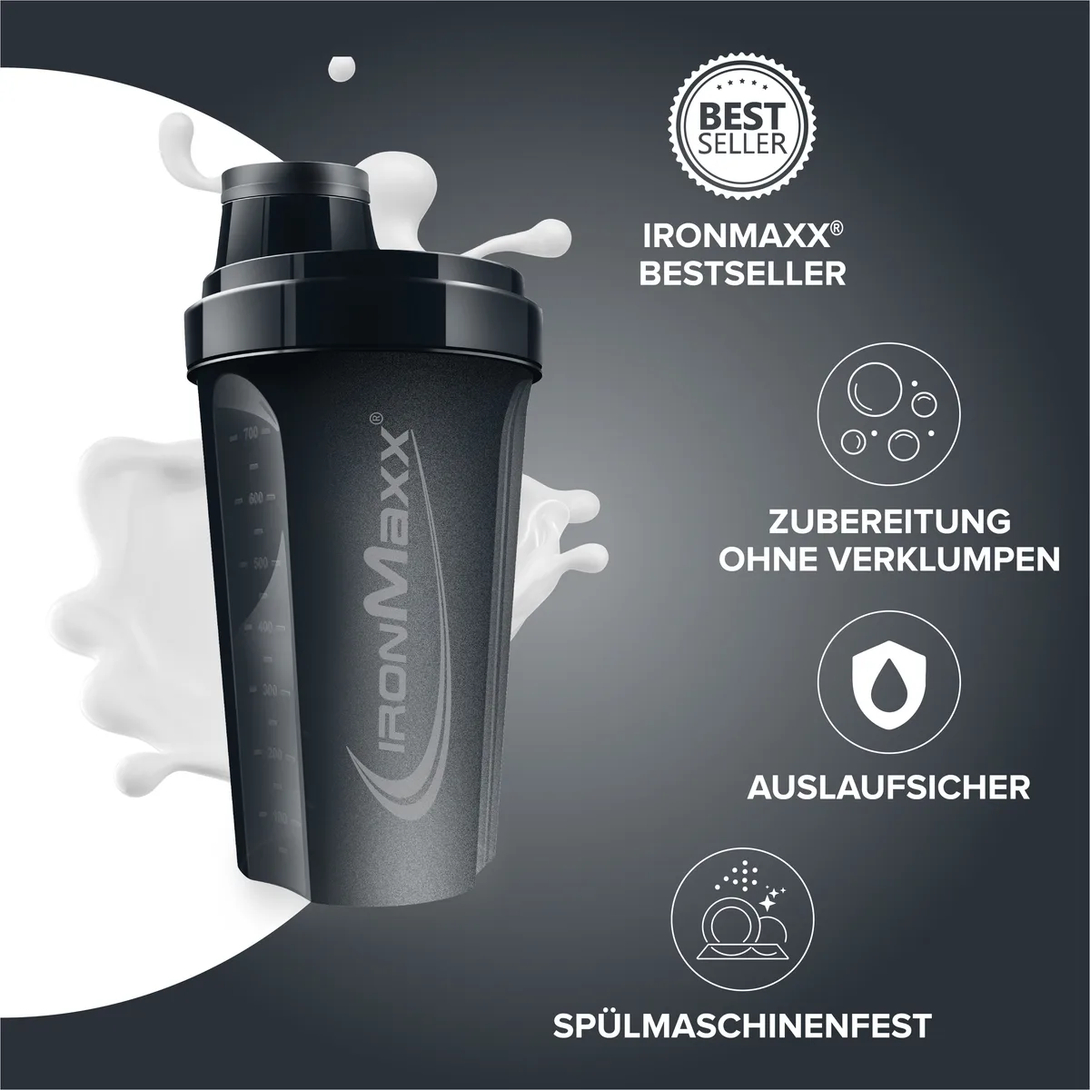 Shaker (700ml) - Deep Black – Bild 2