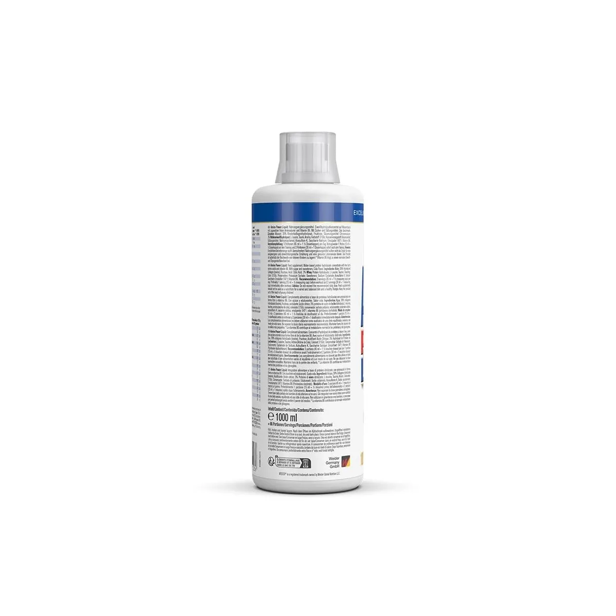 Weider - Amino Power Liquid - Flüssiges Hydrolysiertes Protein - Aminosäuren - 23g Protein pro 45 ml für Muskelaufbau - Mit L-Leucin, Taurin, Vitamin B6 - 1 Liter - Cola – Bild 5