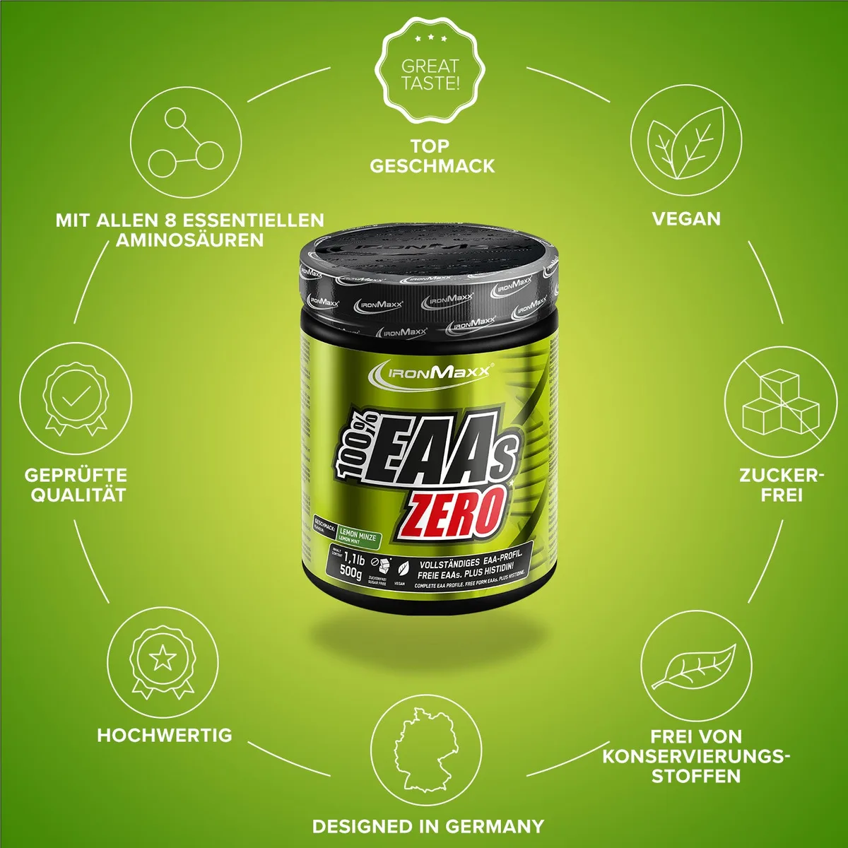 100% EAAs Zero (500g) - Lemon Minze – Bild 5