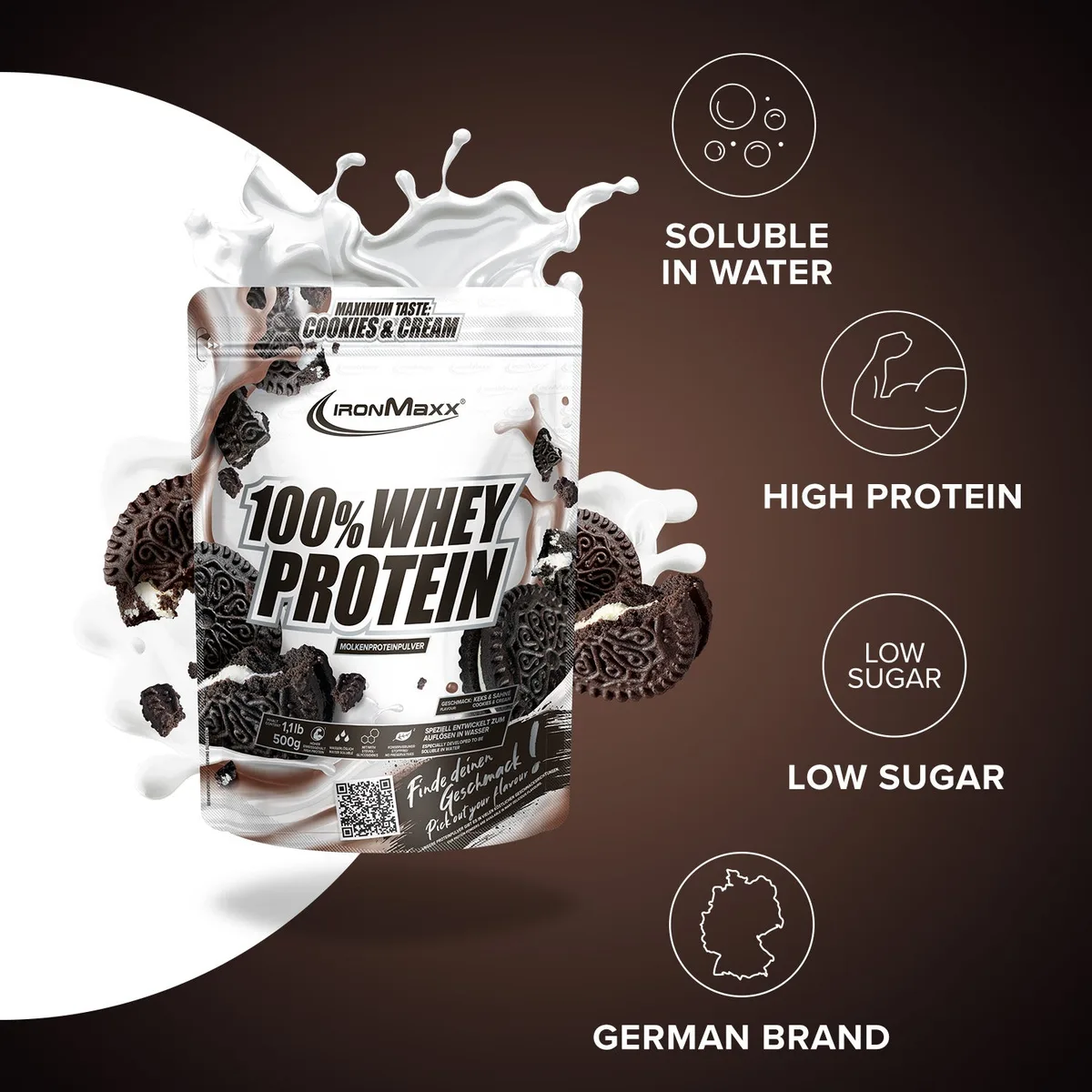 100% Whey Protein (500g) - Cookies & Cream – Bild 7