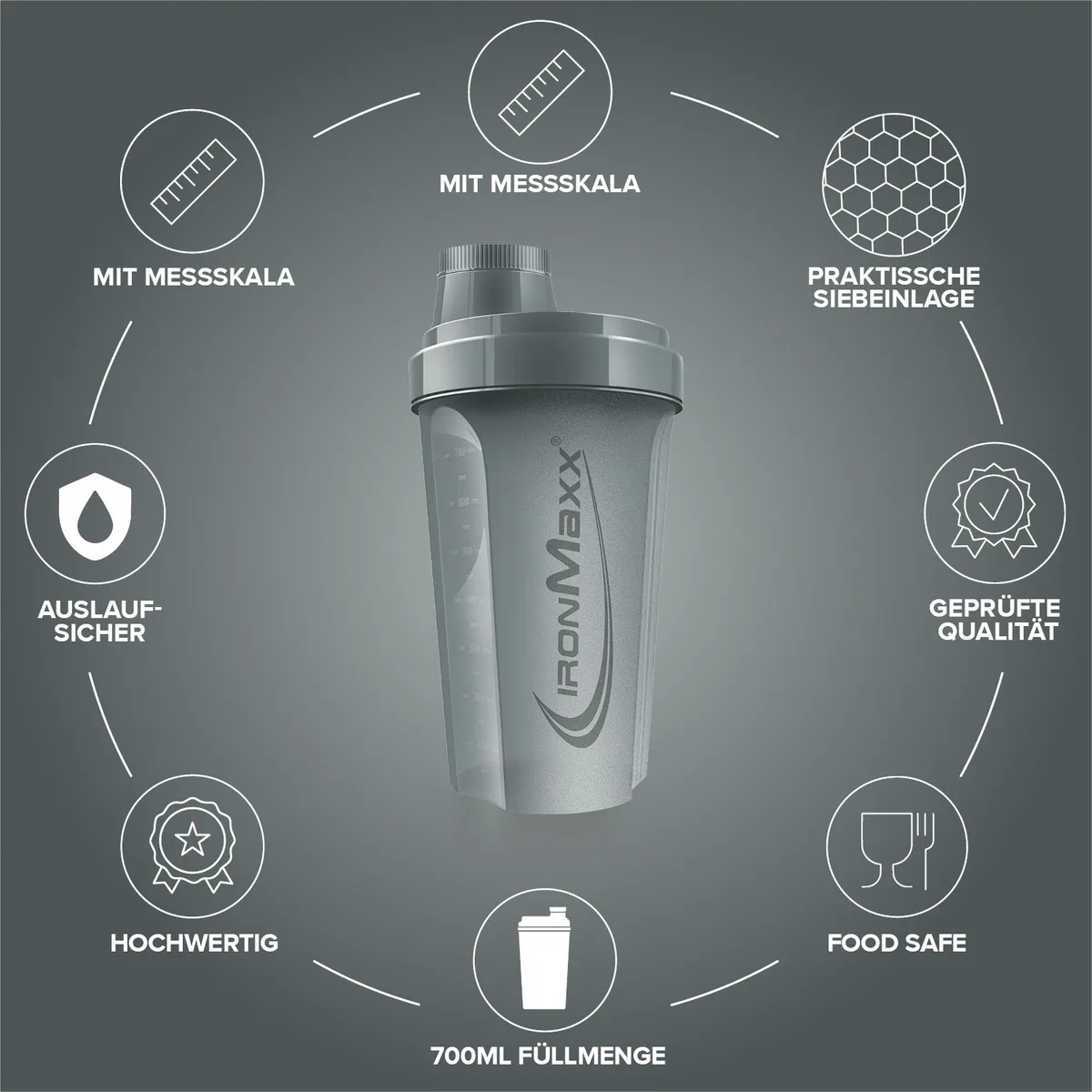 Shaker (700ml) - Ash Grey – Bild 4