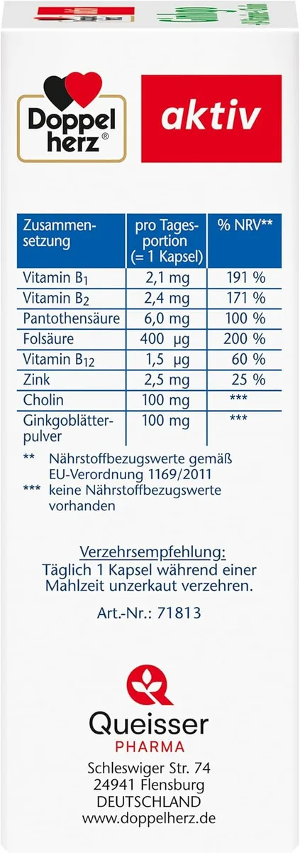 Ginkgo + Vitamin B + Cholin (40 Kapseln) – Bild 3