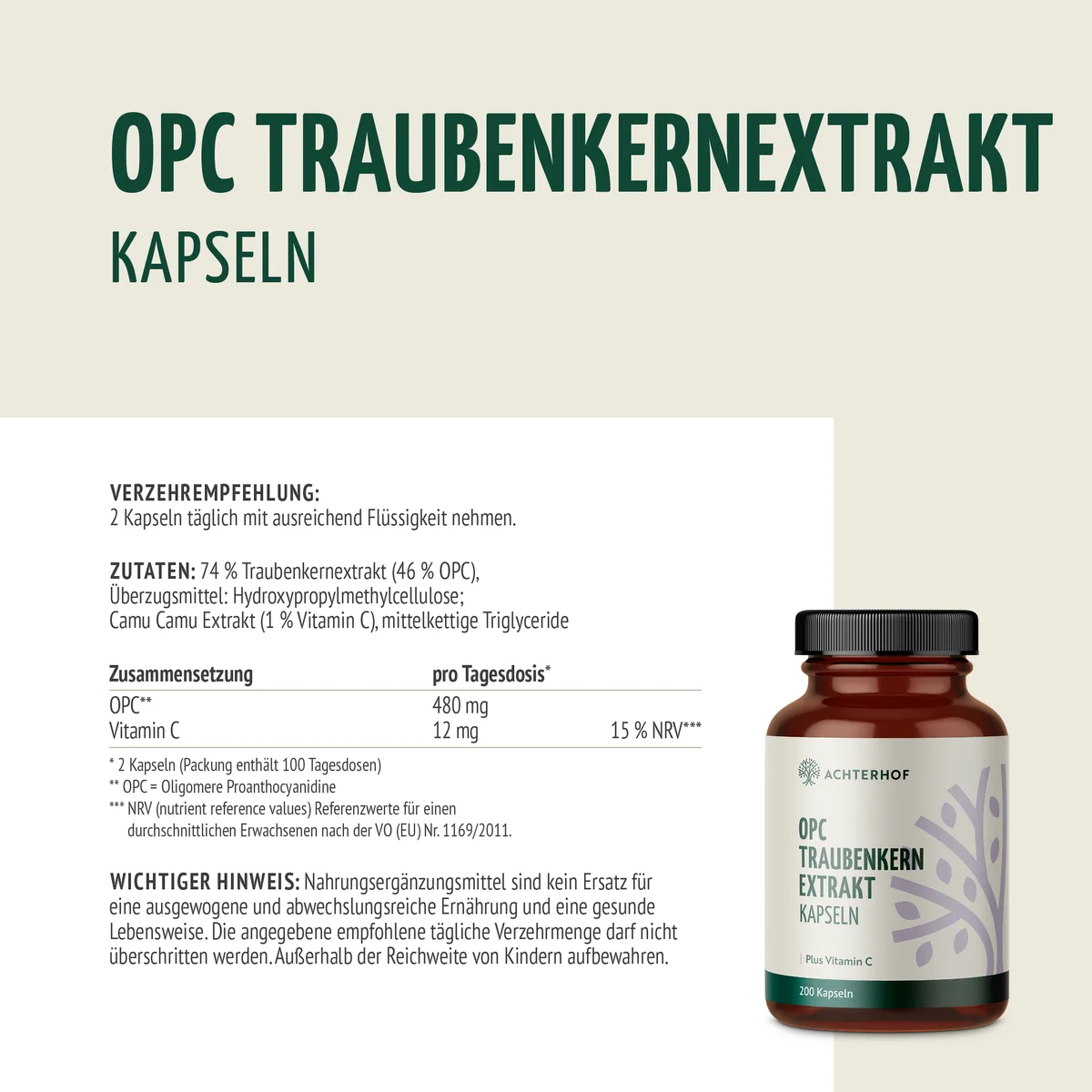 OPC Traubenkernextrakt + Vitamin C Kapseln (200 Kapseln) – Bild 6