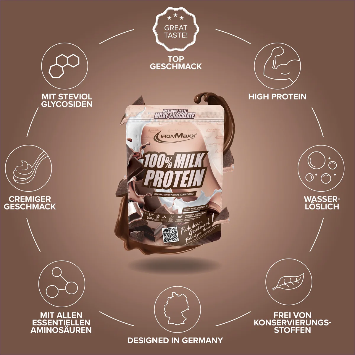 100% Milk-Protein (500g) - Milky Chocolate – Bild 6