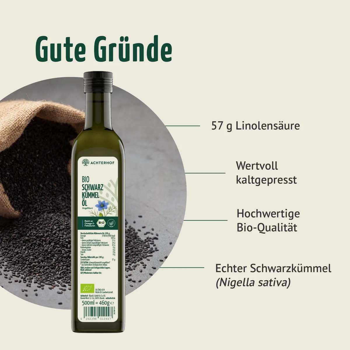 Bio Schwarzkümmelöl (500ml) – Bild 2