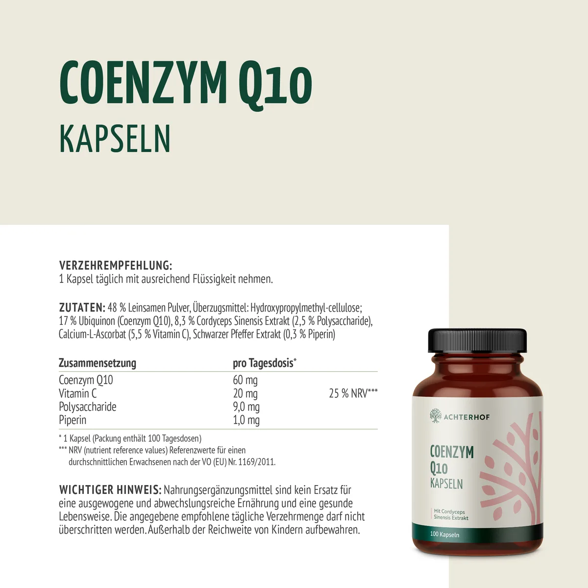 Coenzym Q10 Cordyceps (100 Kapseln) – Bild 5