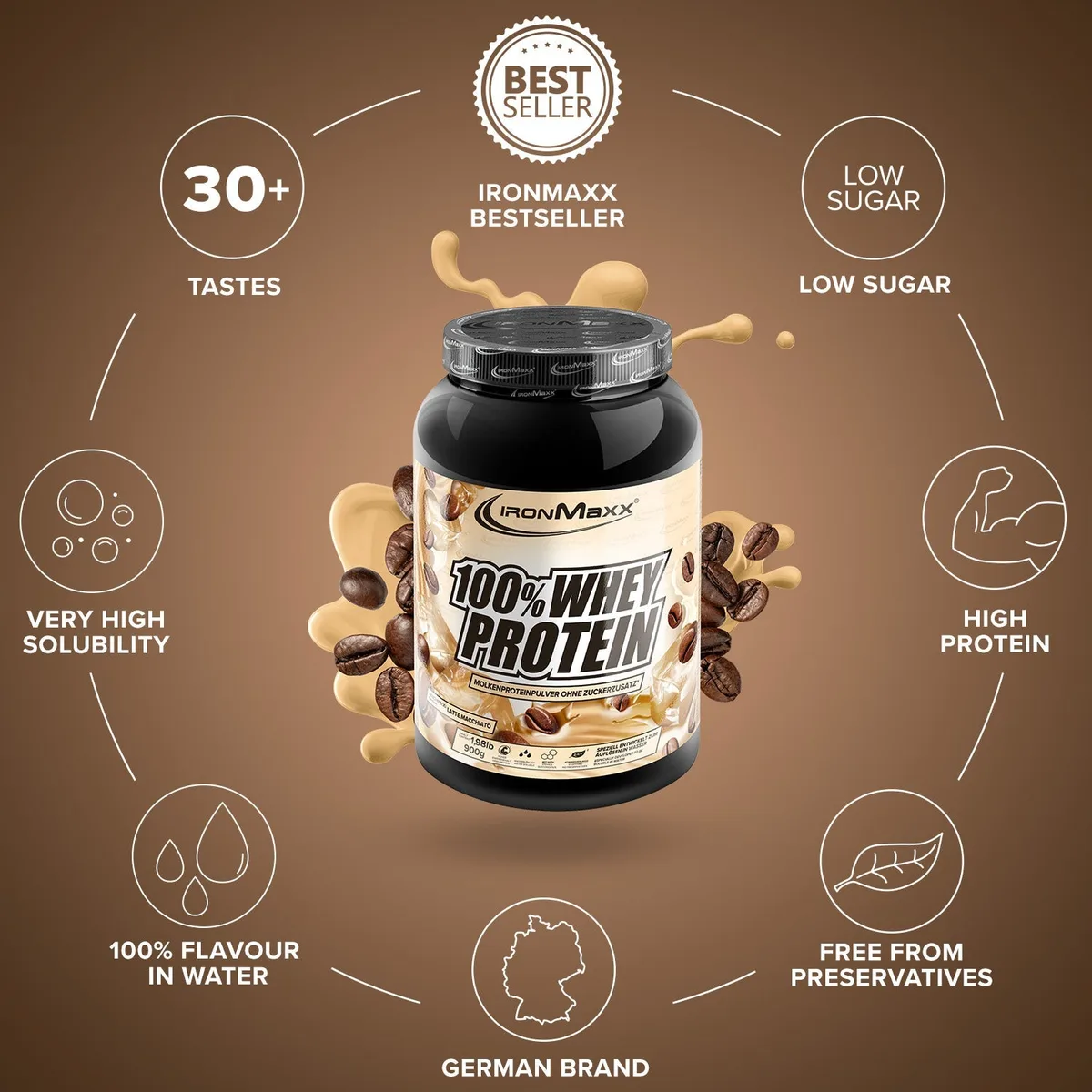 100% Whey Protein (900g) - Latte Macchiato – Bild 5