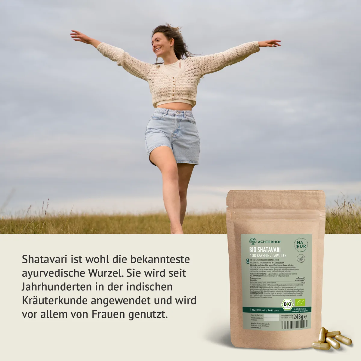 Bio Shatavari Kapseln Nachfüllpack (400 Kapseln) – Bild 4