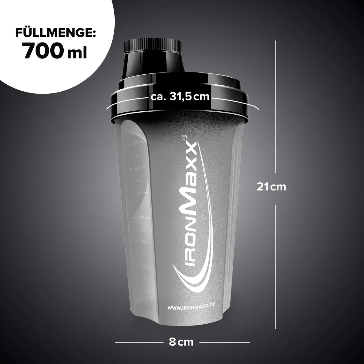 Shaker (700ml) - Schwarz Matt – Bild 3