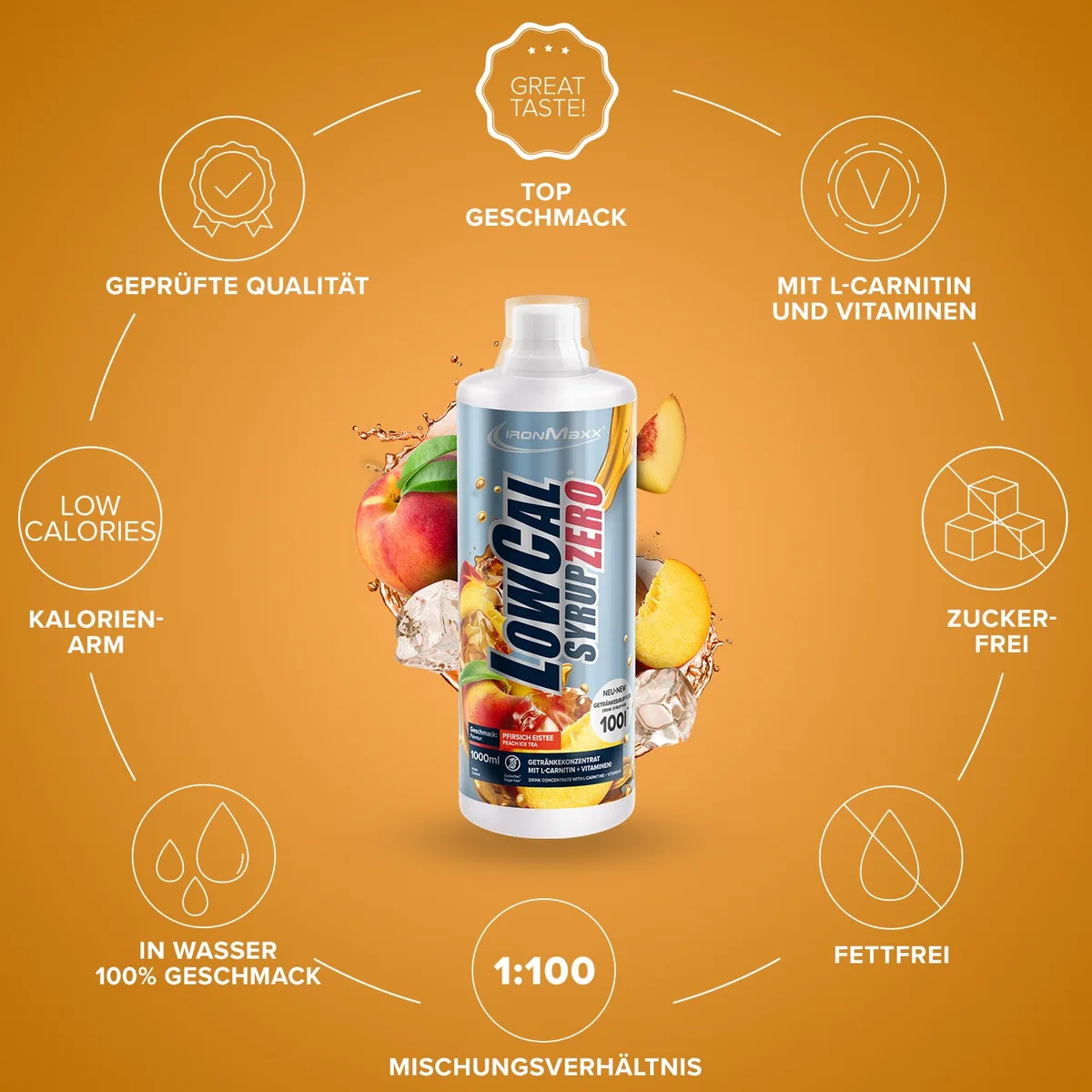 LowCal Syrup Zero (1000ml) - Pfirsich-Eistee – Bild 6