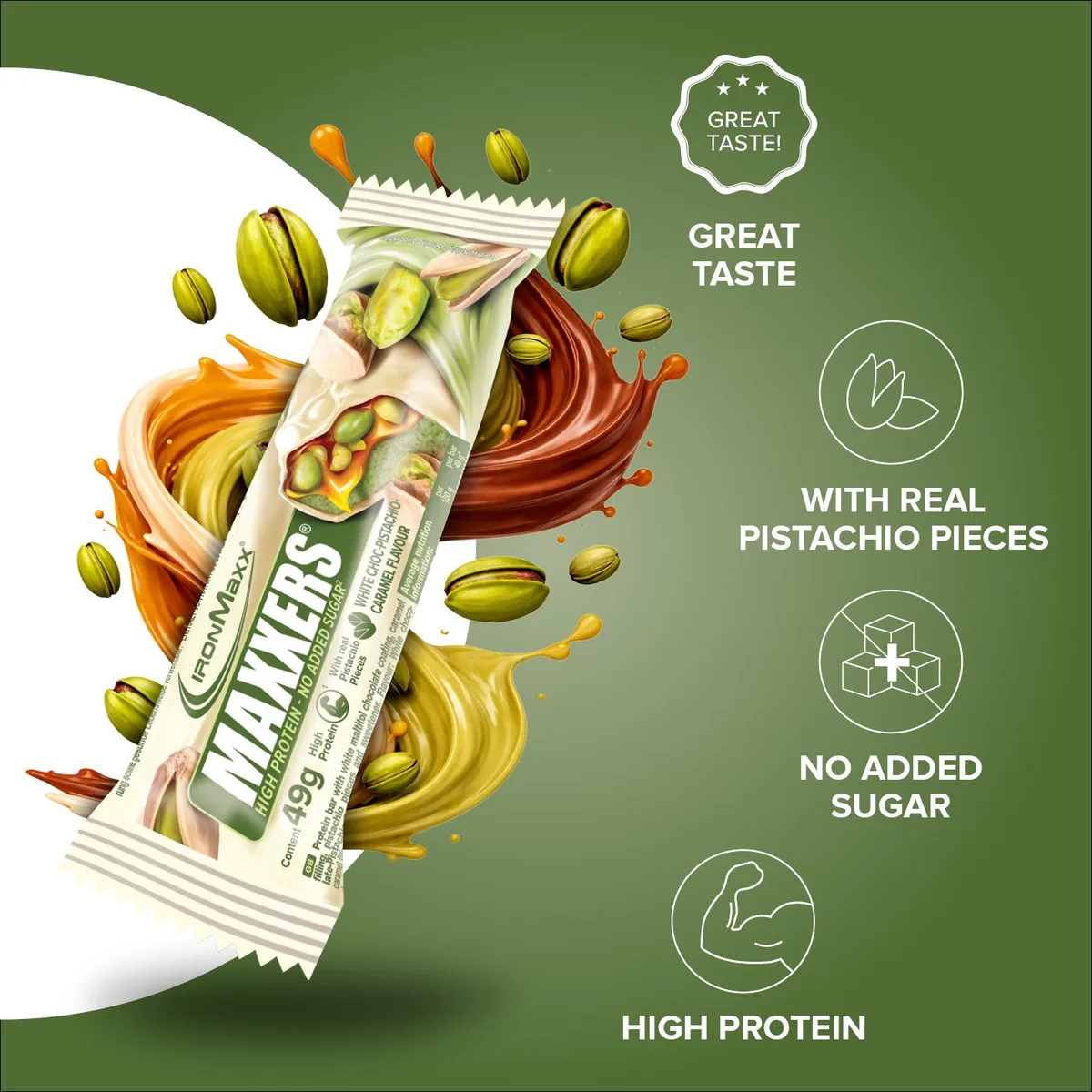 Maxxers (49g) - White Choc Pistachio Caramel – Bild 7