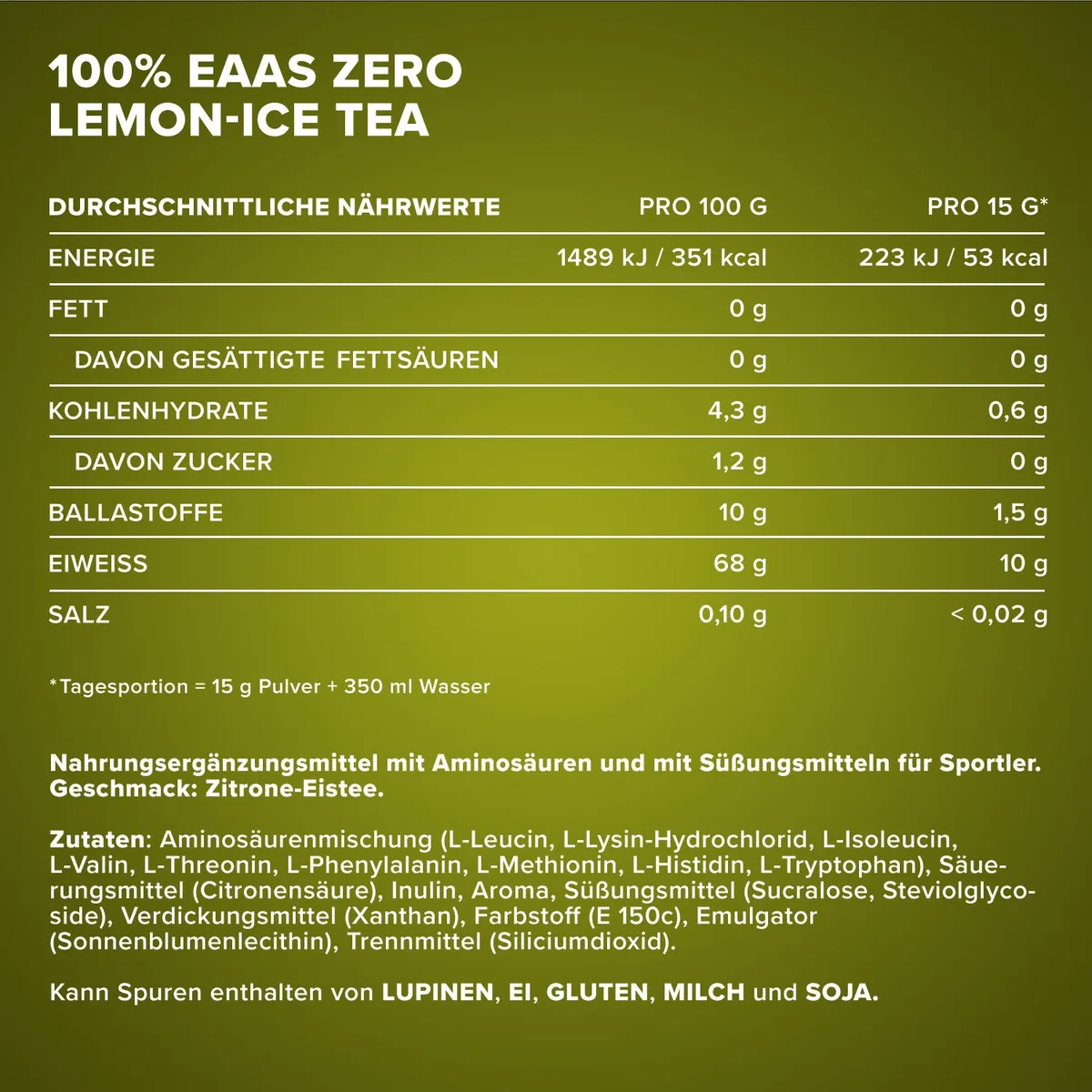 100% EAAs Zero (500g) - Lemon Icetea – Bild 4