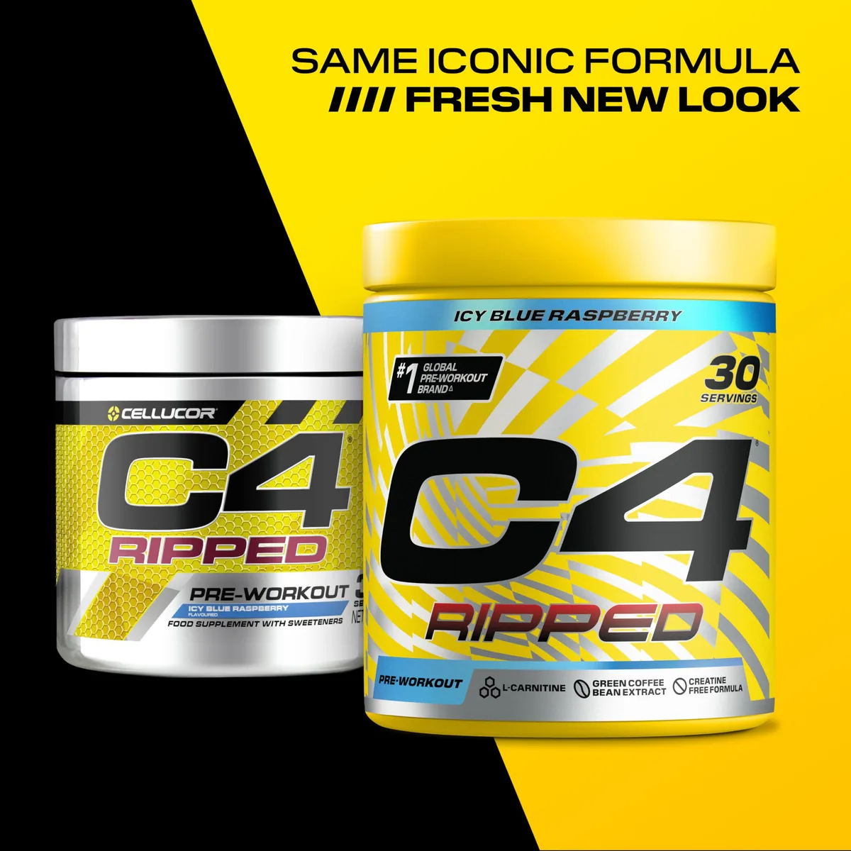 C4 Ripped - Pre-Workout-Booster - Icy Blue Raspberry (Himbeere) | Getränkepulver für Energy Drink | 150 mg Koffein + Beta-Alanin + Extrakt aus grünen Kaffeebohnen | 30 Portionen – Bild 2