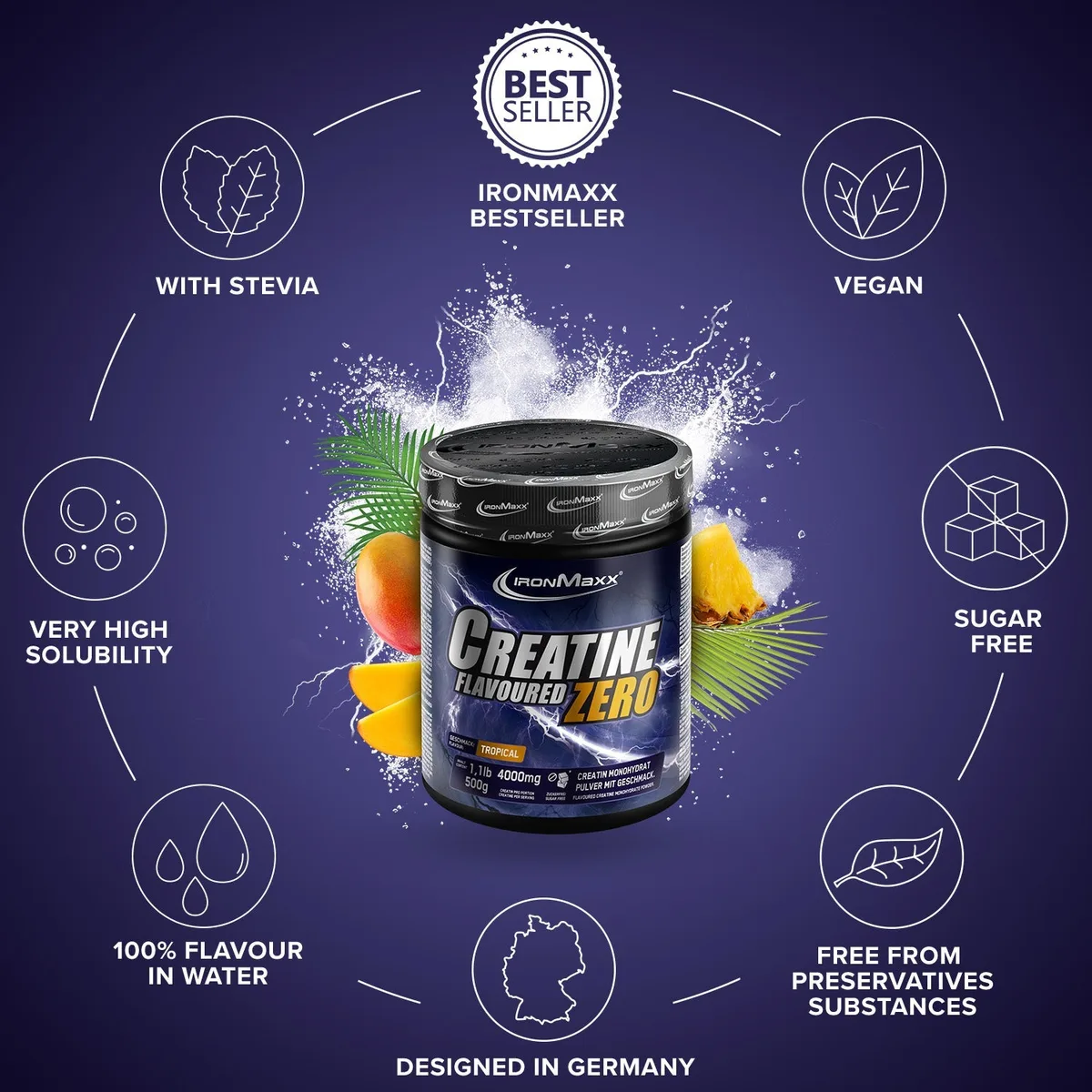 Creatine Flavoured Zero (500g) - Tropical – Bild 5
