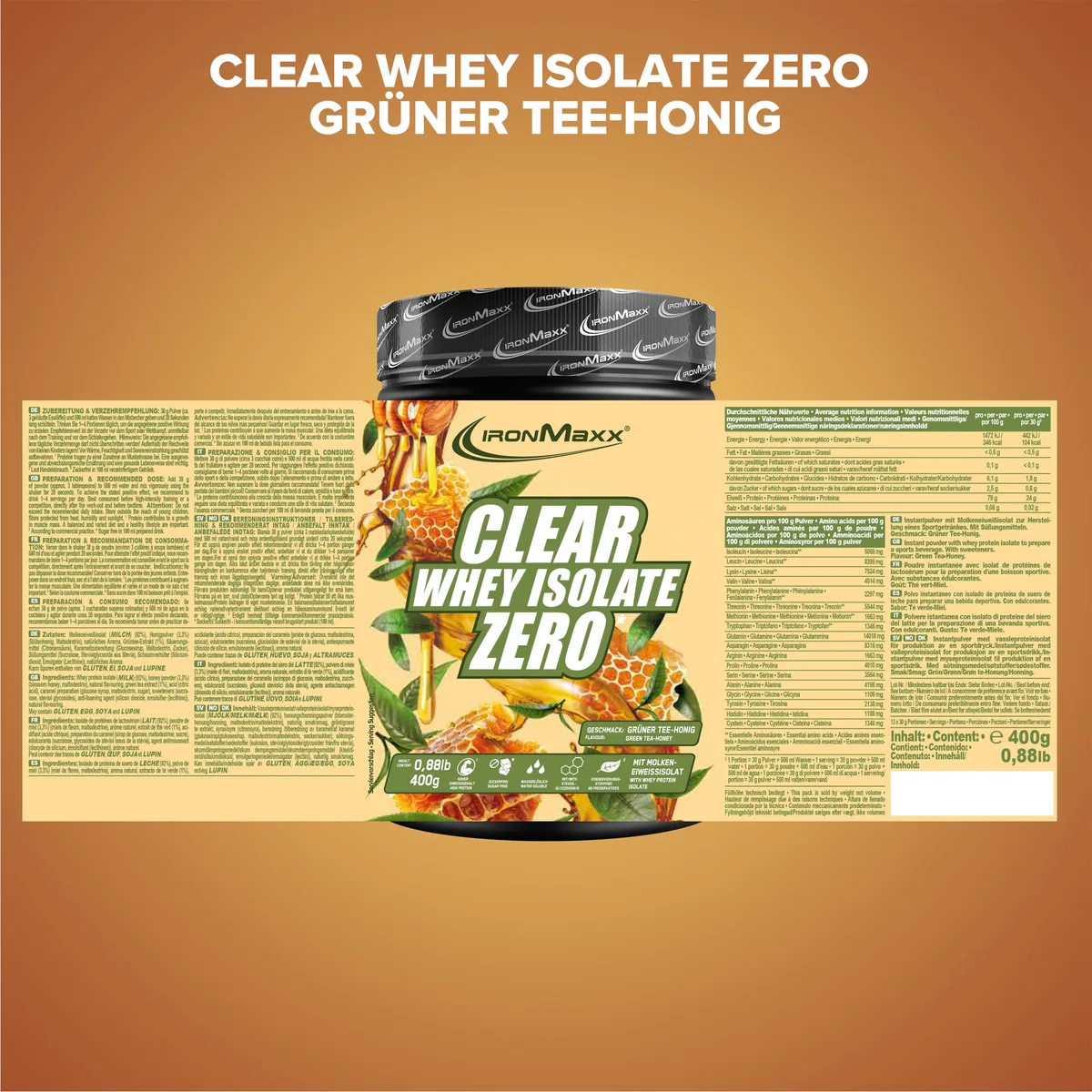 Clear Whey Isolate ZERO (400g) - Honey Green Tea – Bild 4