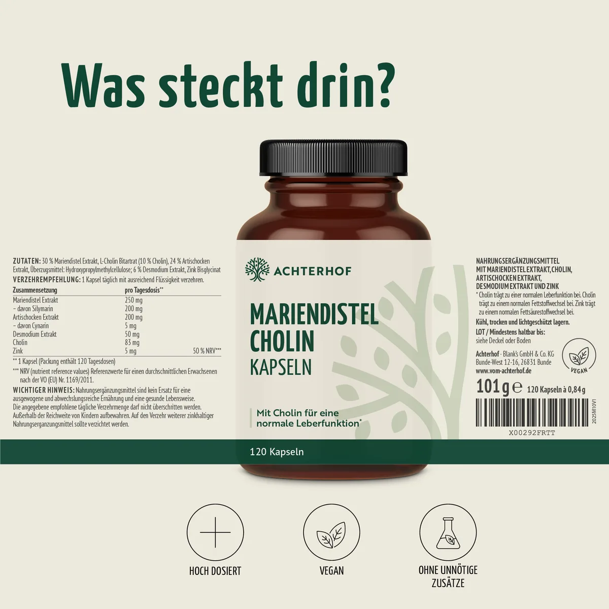 Mariendistel Cholin Kapseln (120 Kapseln) – Bild 7