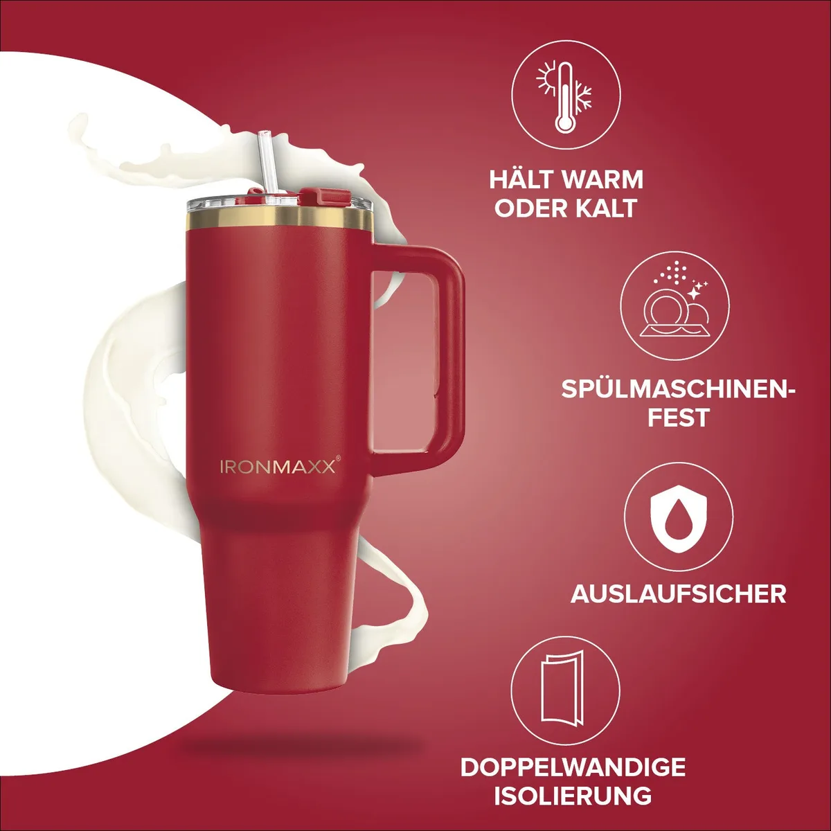 IronMaxx Cup V3.0 (1200ml) - Ruby Red – Bild 2