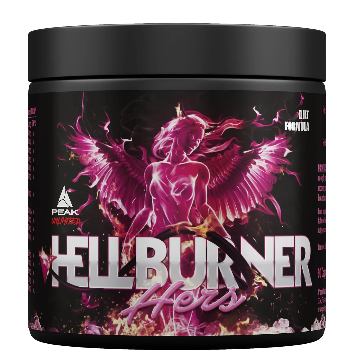 PEAK Hellburner Hers - 90 Kapseln I 30 Portionen I Diätunterstützer und Stoffwechsel-Booster für Frauen I mit Koffein, Grüntee Extrakt, Capsaicin, Ginkgo Biloba und Resveratrol I vegan