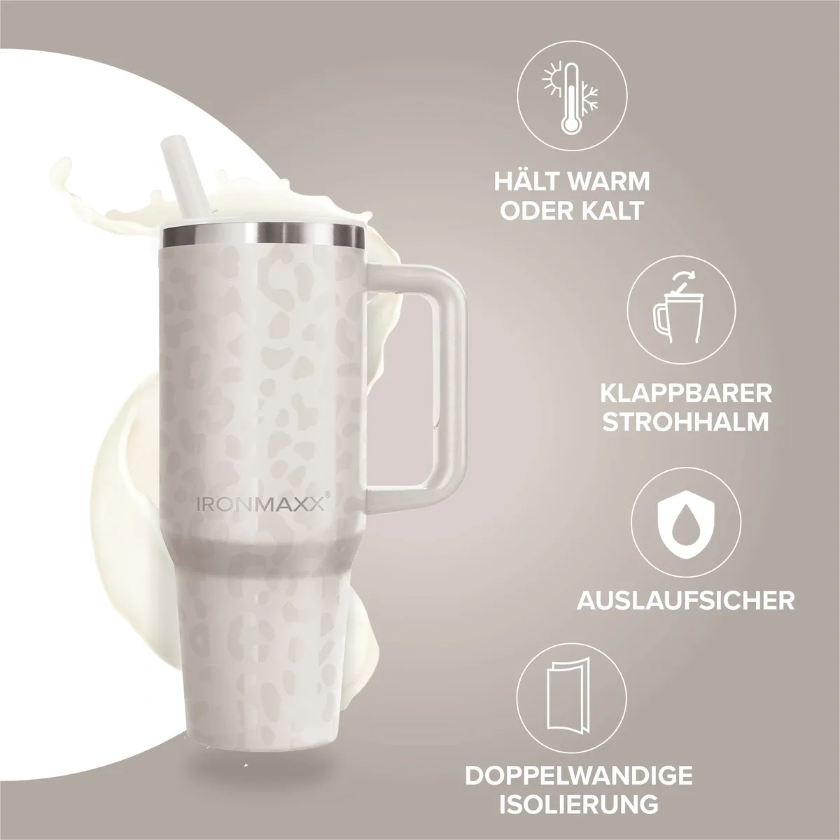 IronMaxx Cup V4.0 (1200ml) - Leo-Style Ivory – Bild 2