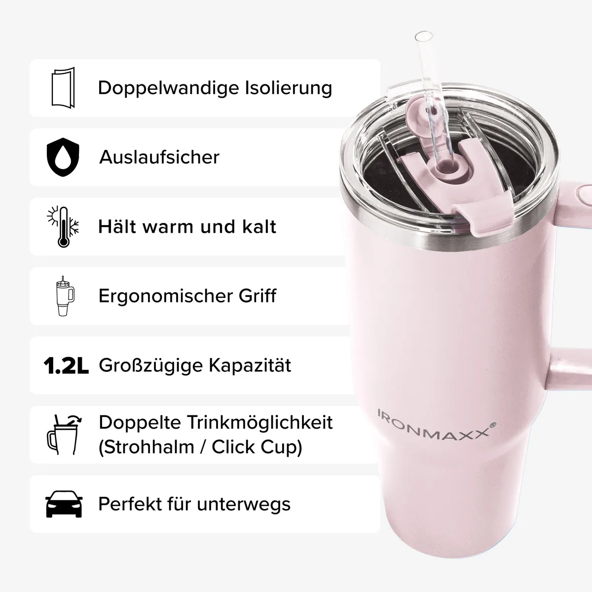IronMaxx Cup V3.0 (1200ml) - Rose – Bild 7