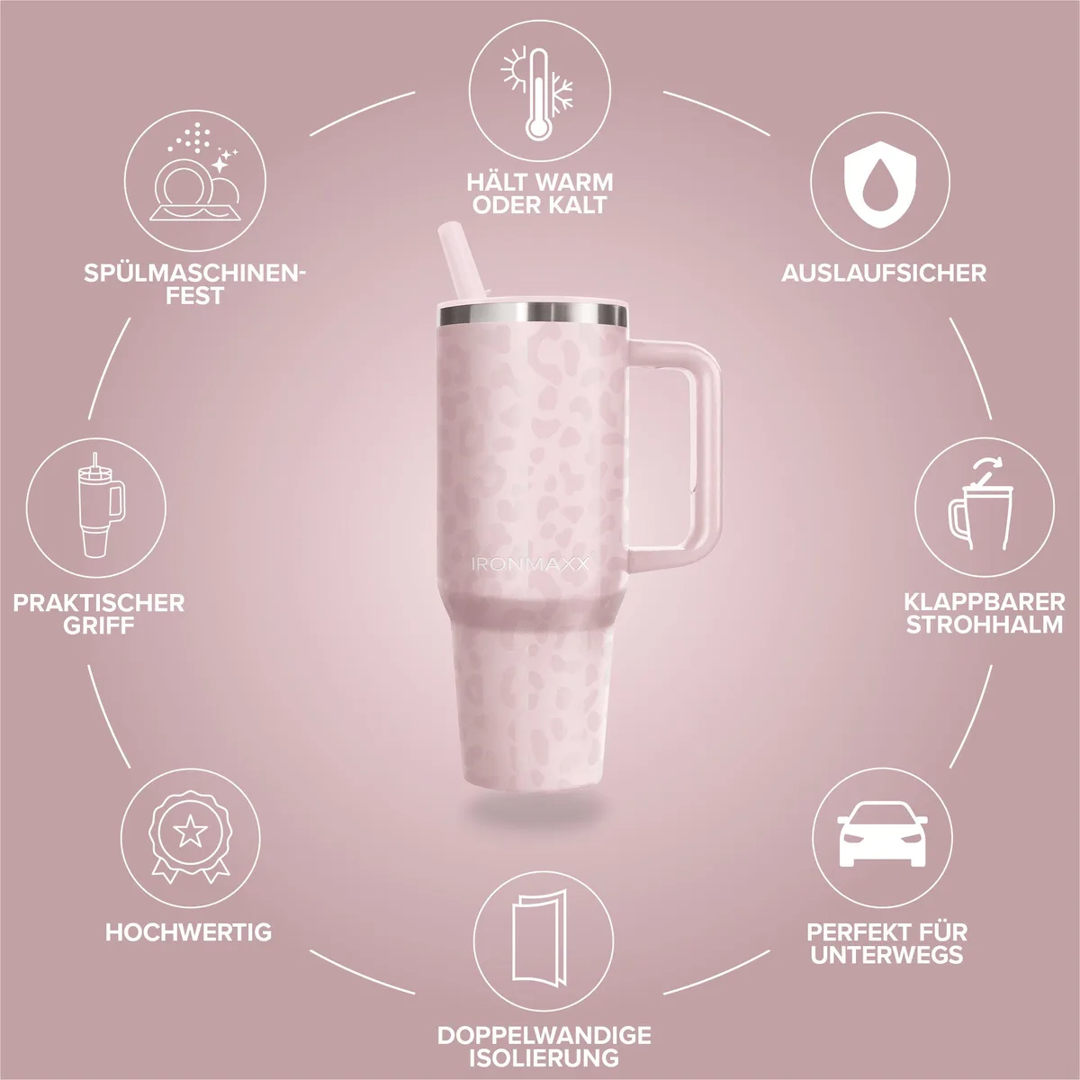 IronMaxx Cup V4.0 (1200ml) - Leo-Style Rose – Bild 4