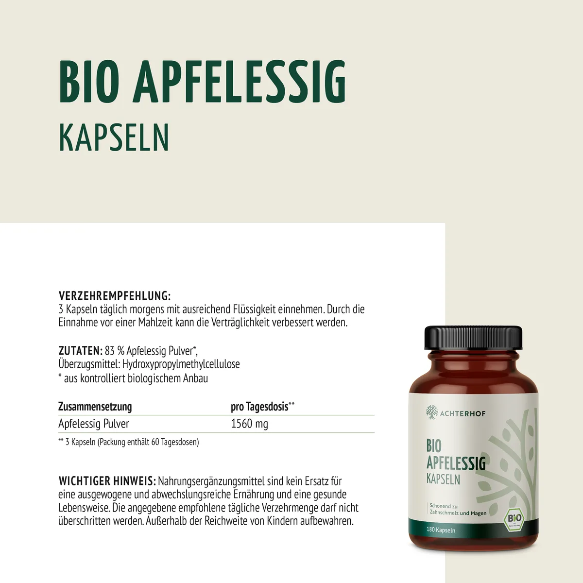Bio Apfelessig Kapseln (180 Kapseln) – Bild 6