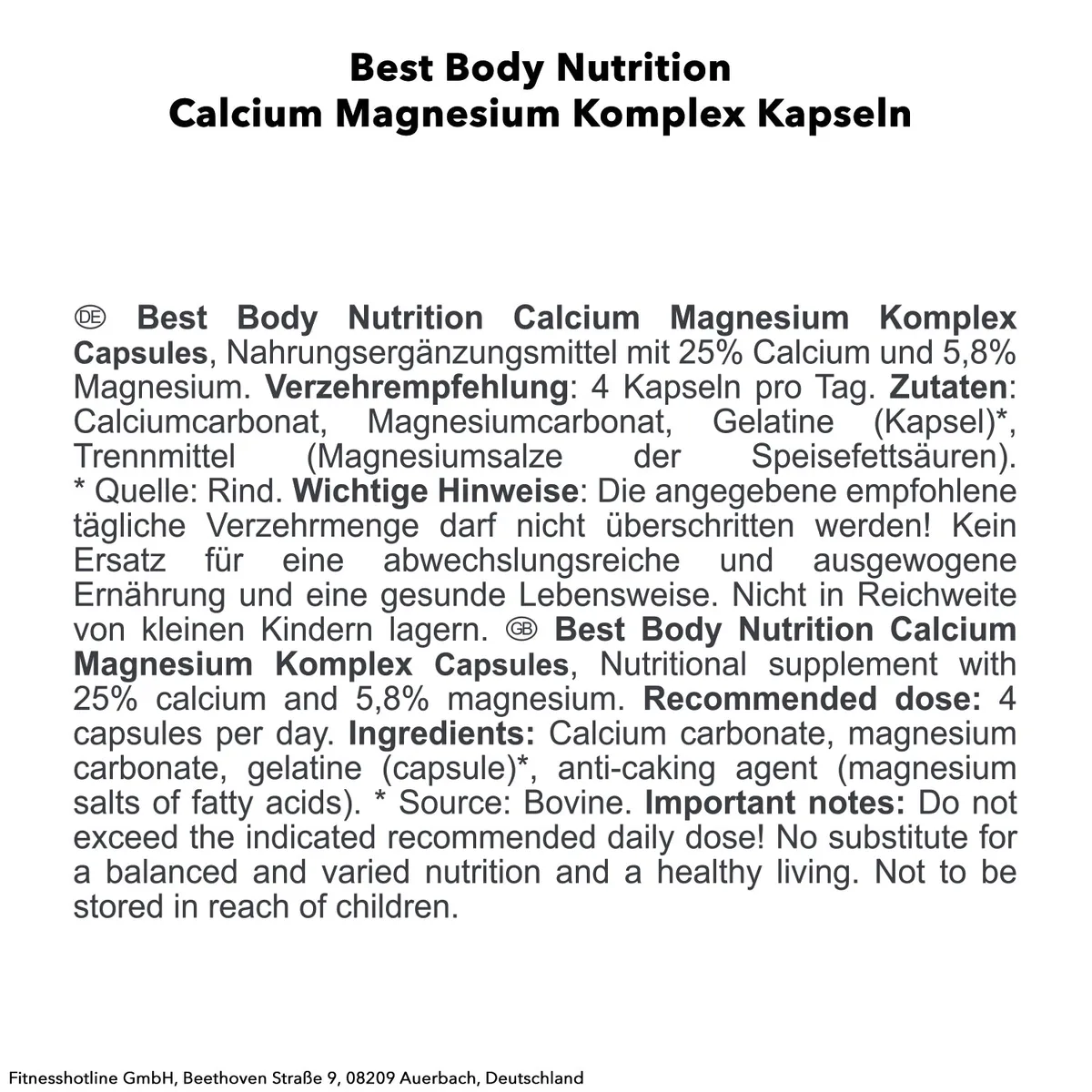 Calcium Magnesium (100 Kapseln) – Bild 2