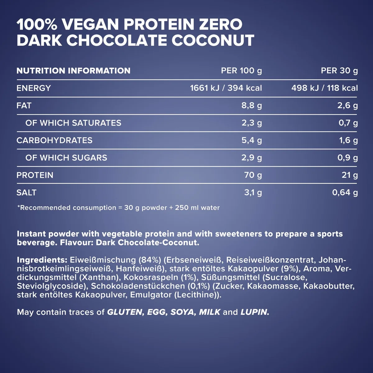 100% Vegan Protein Zero (500g) - Dark Chocolate Coconut – Bild 5