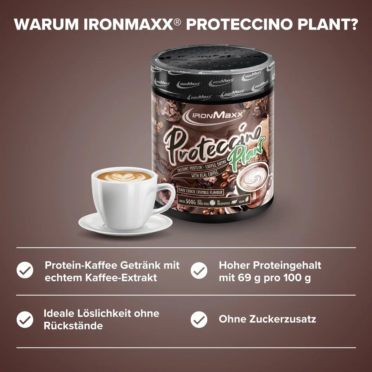Proteccino Plant (500g) - Dark Cookie Crumble – Bild 3