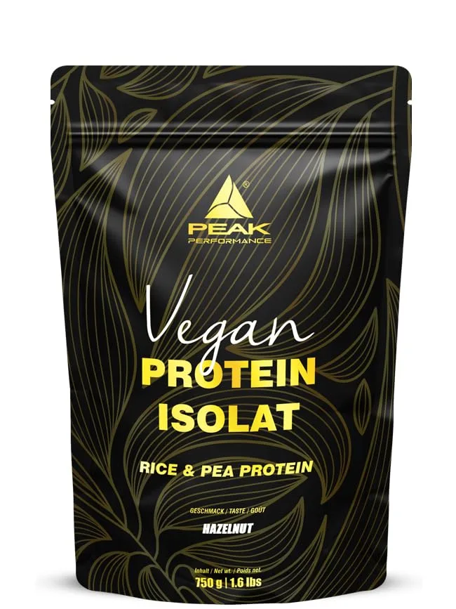 PEAK Vegan Protein - 750g Geschmack Hazelnut I 25 Portionen I Pulver I pflanzliches Mehrkomponentenprotein I Erbse - I Reisprotein I Muskelaufbau I Süße aus Stevia I GMO-free