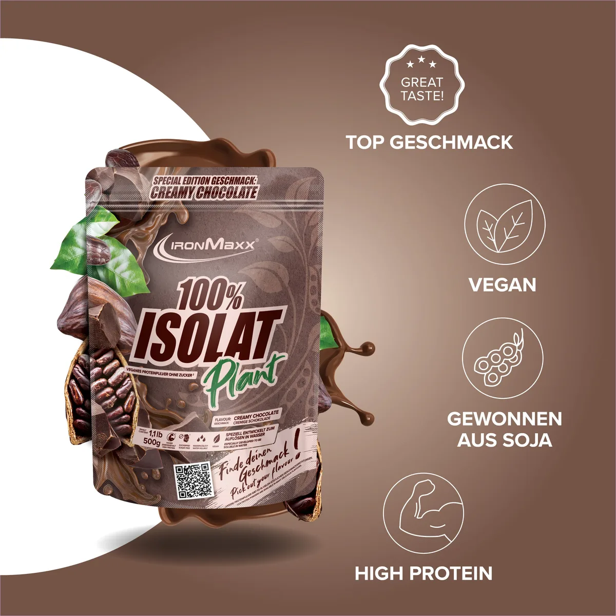 100% Isolat Plant (500g) - Creamy Chocolate – Bild 3