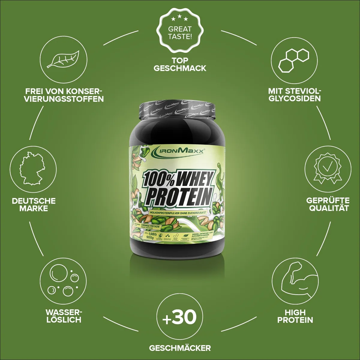 100% Whey Protein (900g) - Cremige Pistazie – Bild 5
