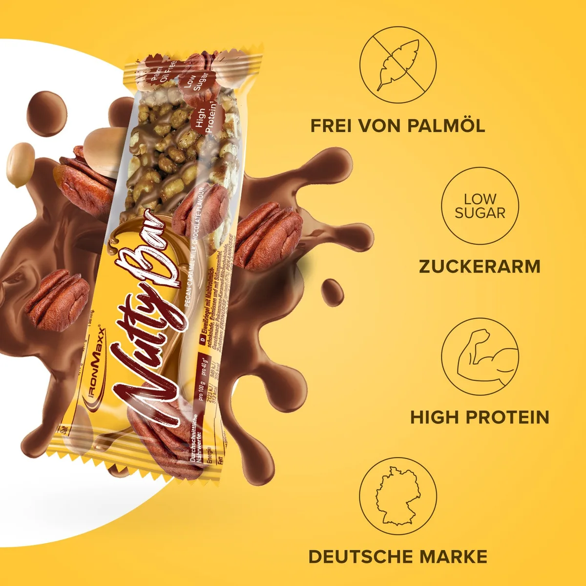 Nutty Bar (12x40g) - Pecan Caramel Milk Chocolate – Bild 8
