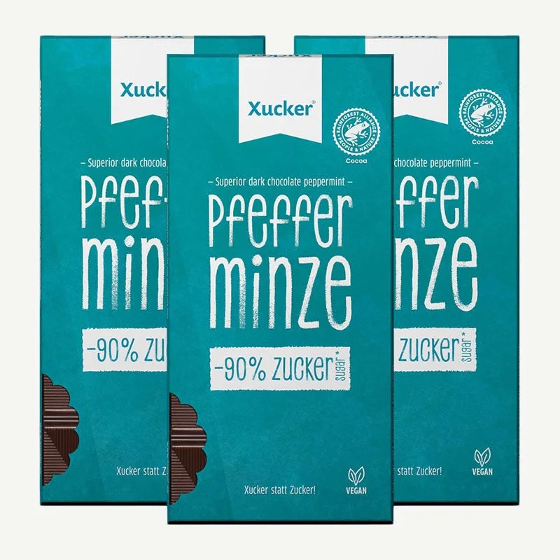 Xucker Edelbitter-Schokolade Pfefferminze Pfefferminze / 3 x 80 g